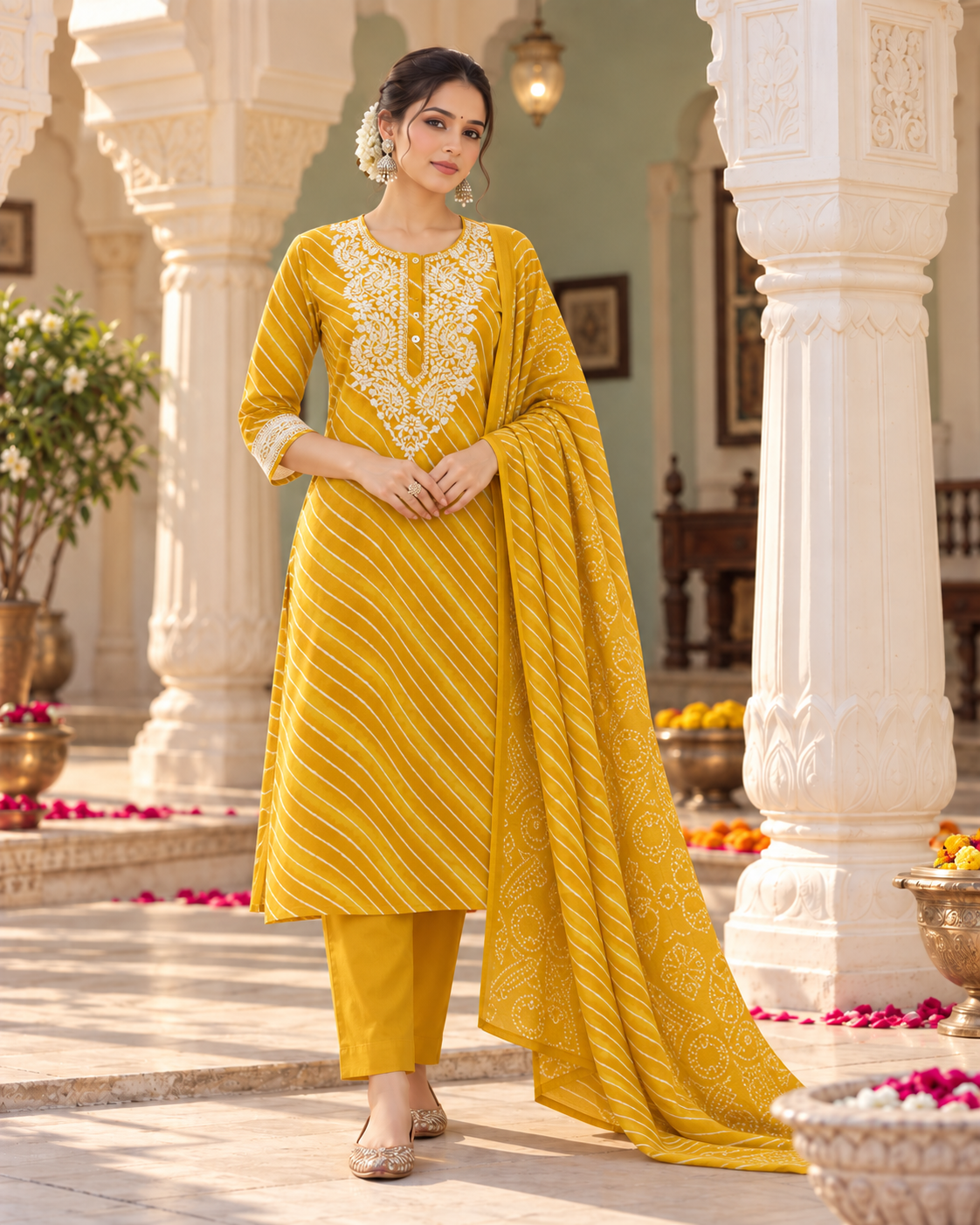 Haldi Leher Pure Cotton Suit Set