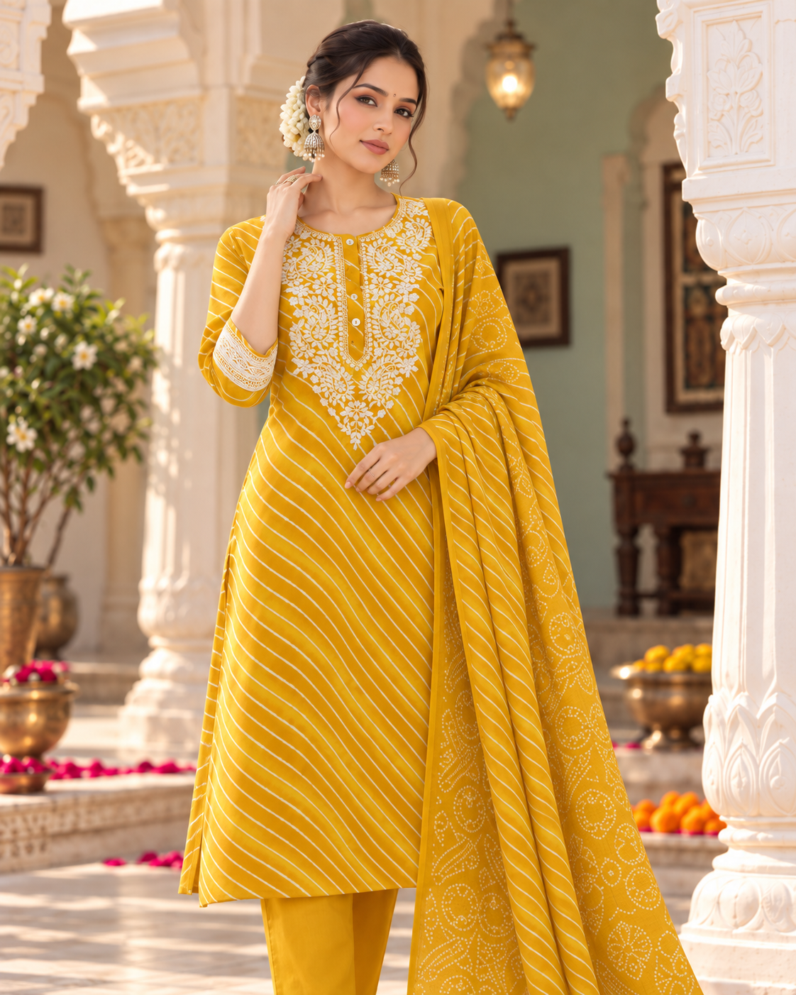Haldi Leher Pure Cotton Suit Set