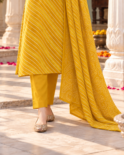 Haldi Leher Pure Cotton Suit Set