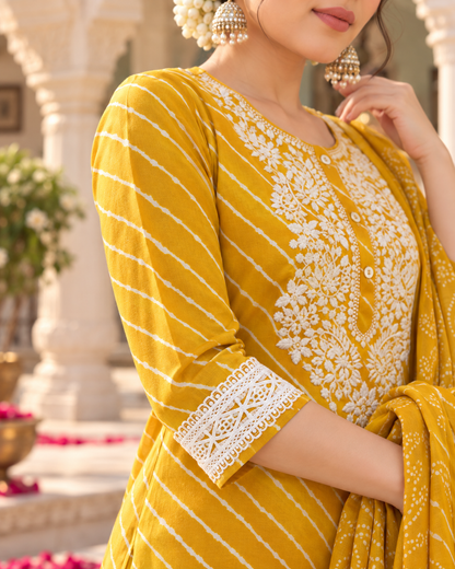 Haldi Leher Pure Cotton Suit Set