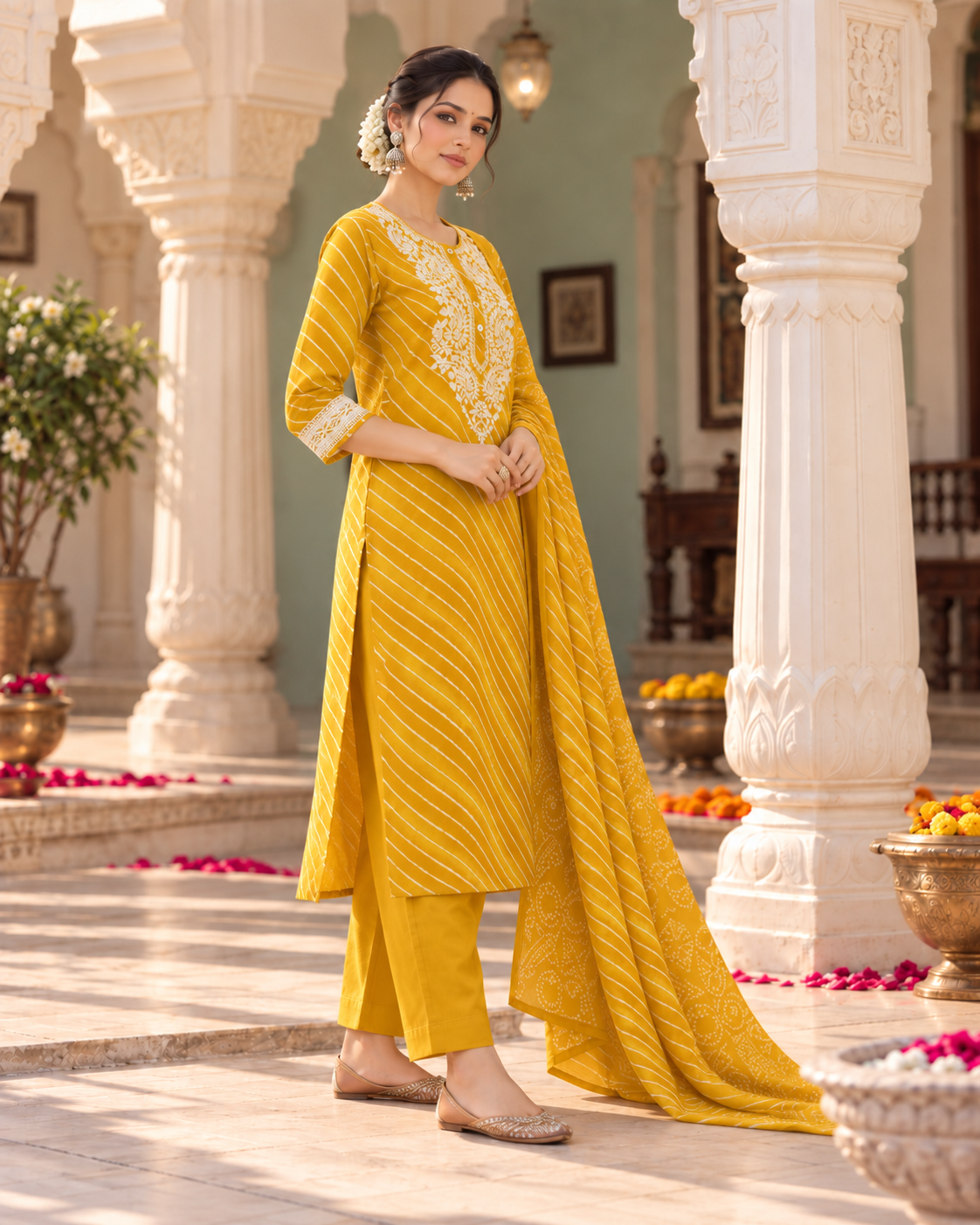 Haldi Leher Pure Cotton Suit Set