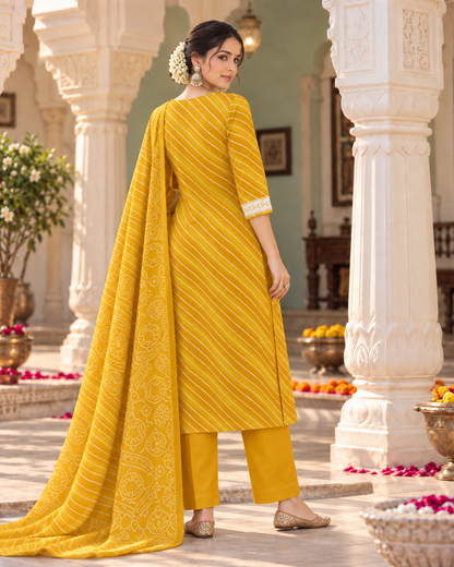 Haldi Leher Pure Cotton Suit Set