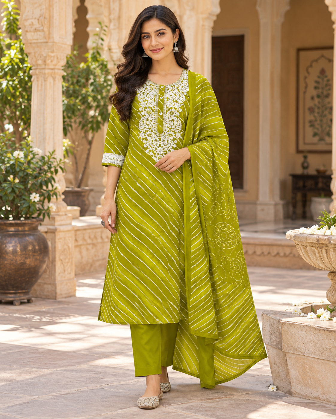 Mehendi Leher Pure Cotton Suit Set