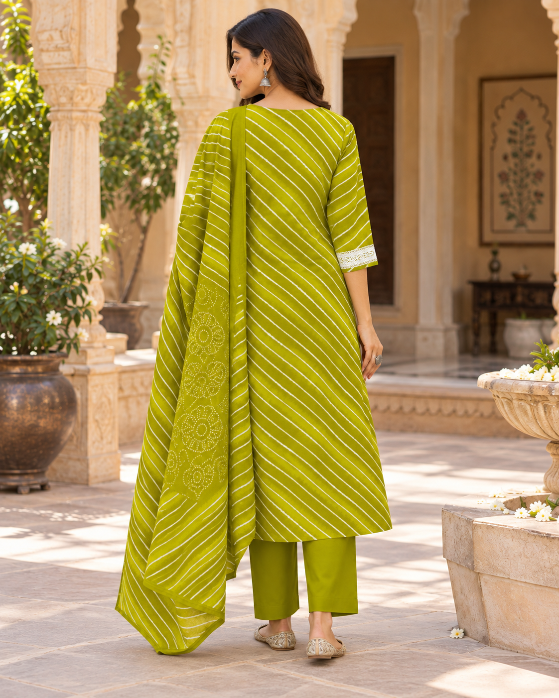 Mehendi Leher Pure Cotton Suit Set