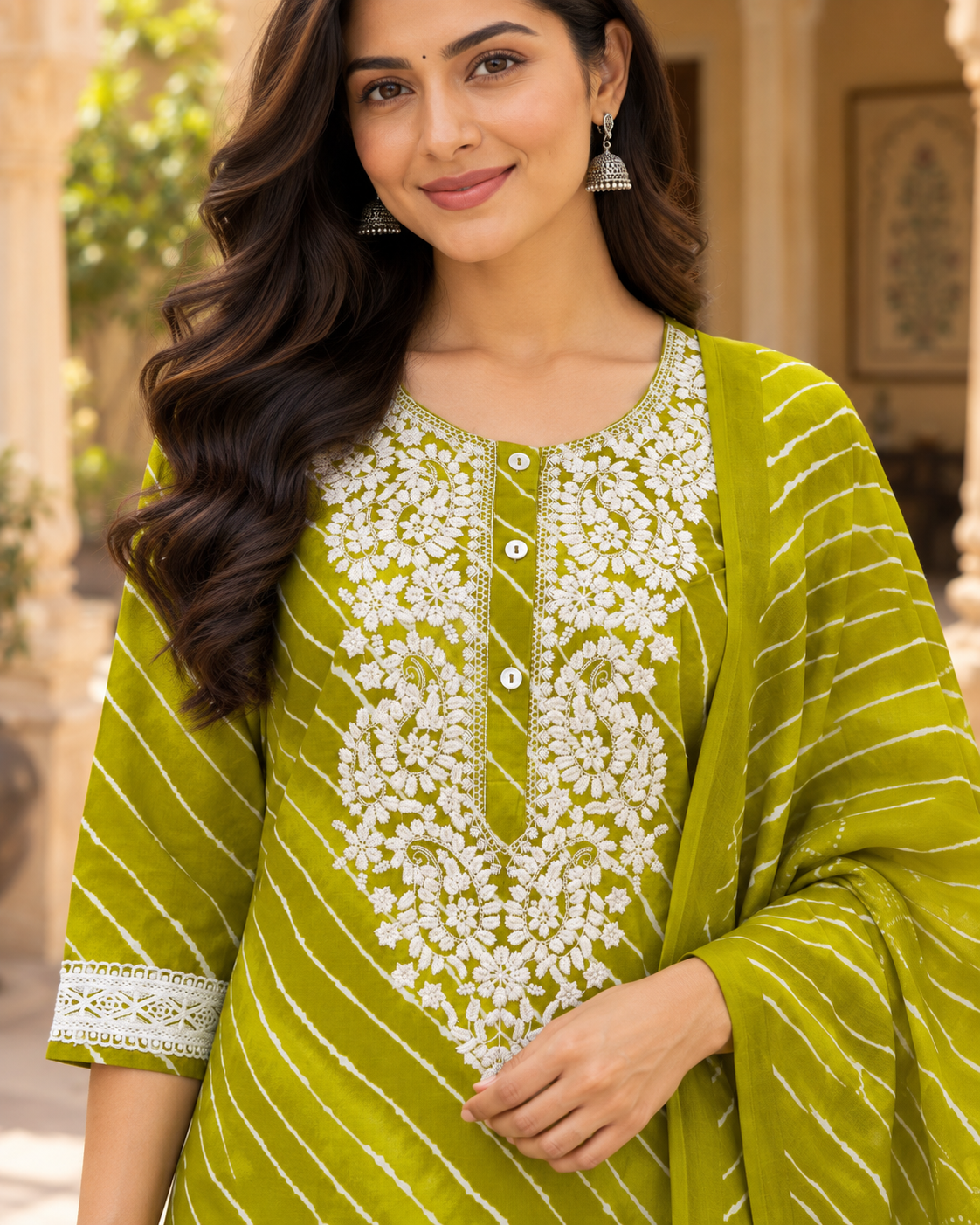 Mehendi Leher Pure Cotton Suit Set