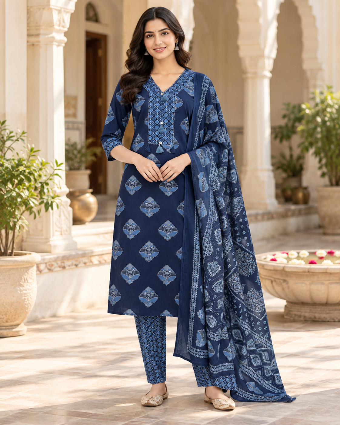 Indigo Meher Pure Cotton Suit Set