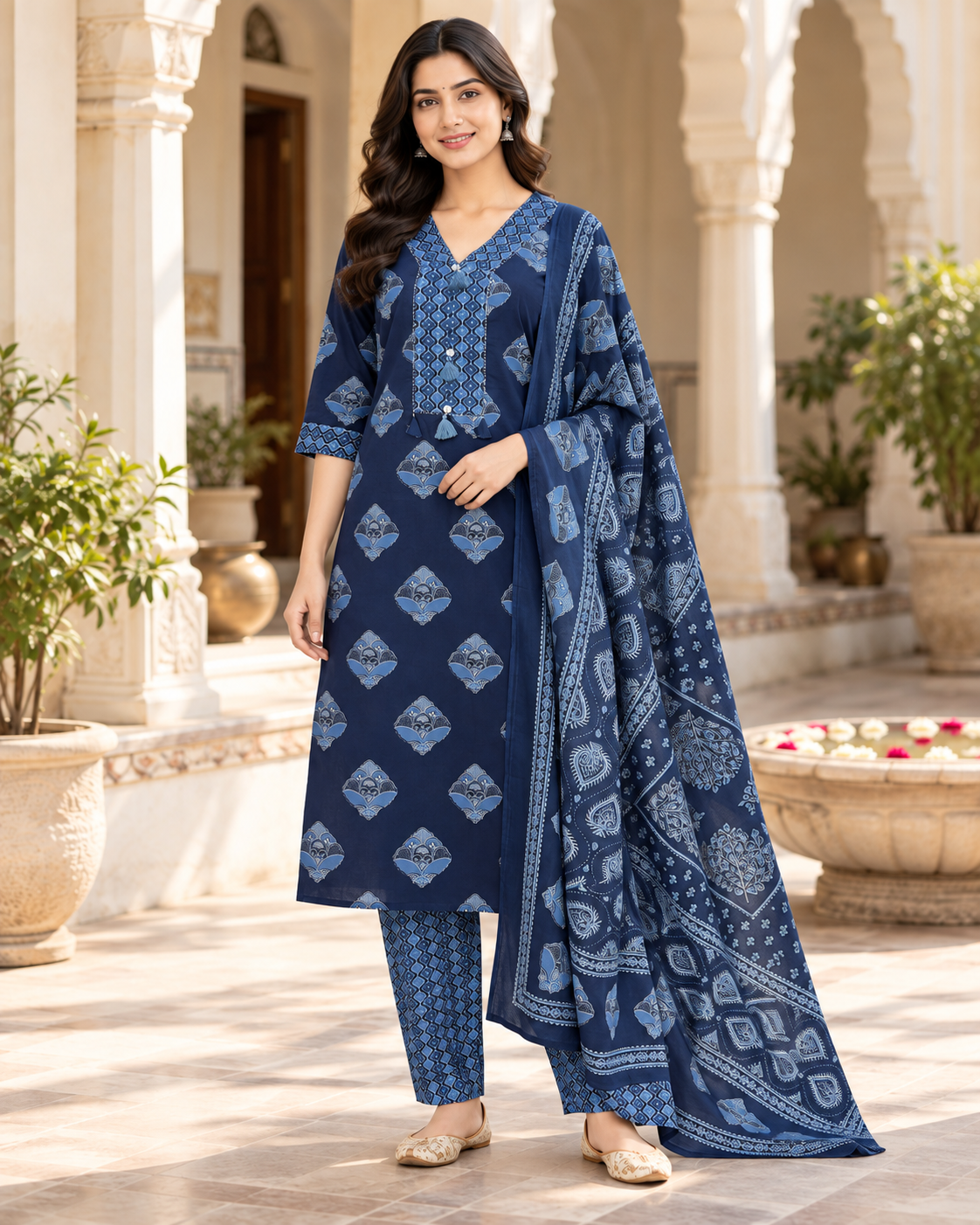 Indigo Meher Pure Cotton Suit Set