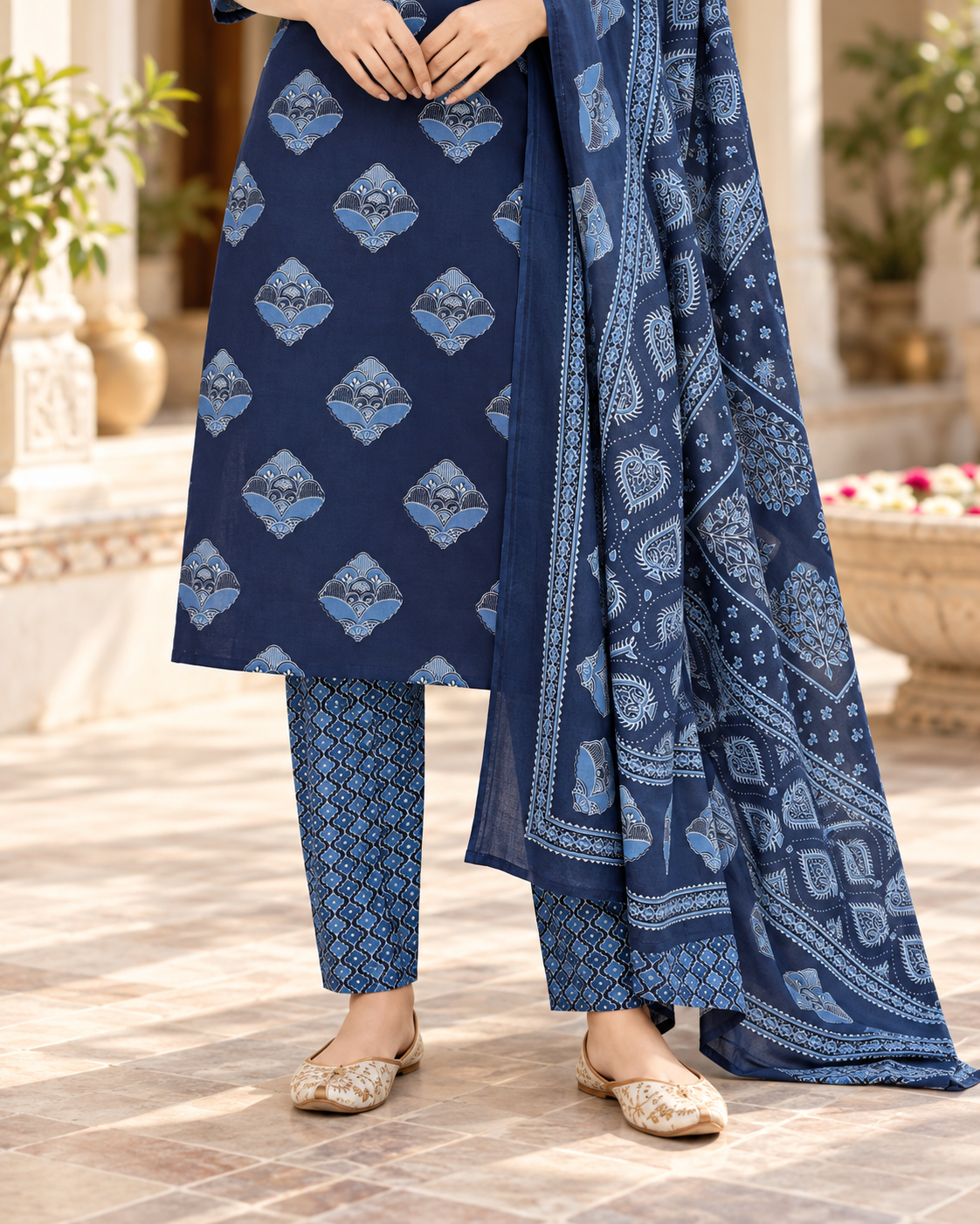 Indigo Meher Pure Cotton Suit Set