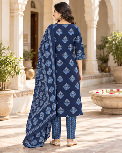 Indigo Meher Pure Cotton Suit Set