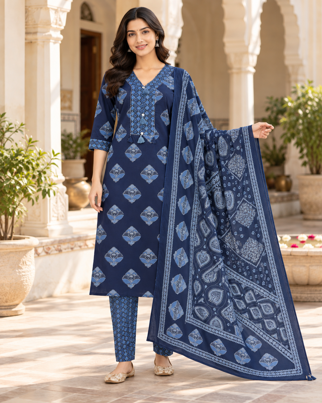 Indigo Meher Pure Cotton Suit Set