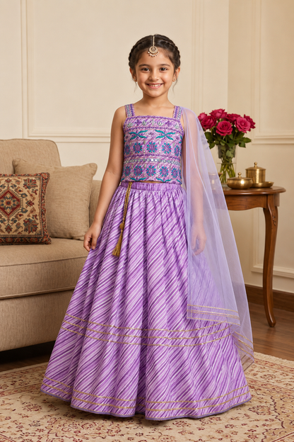 Lavender Chandni Girls Lehenga Set