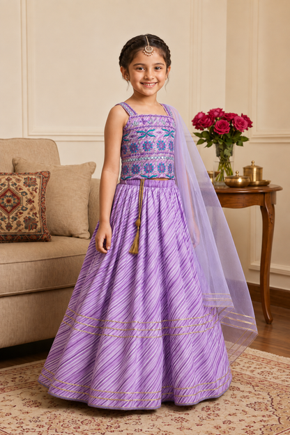 Lavender Chandni Girls Lehenga Set