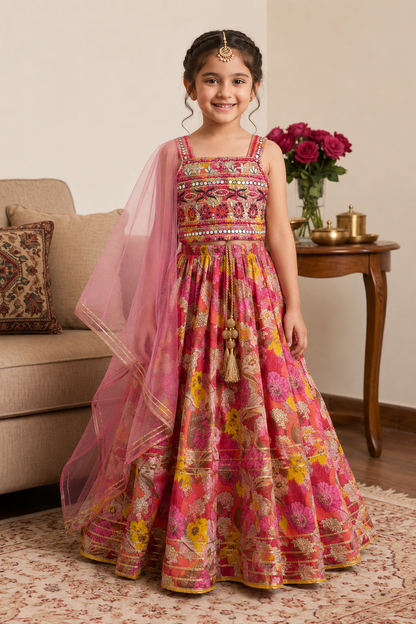 Kesari Utsav Girls Lehenga Set