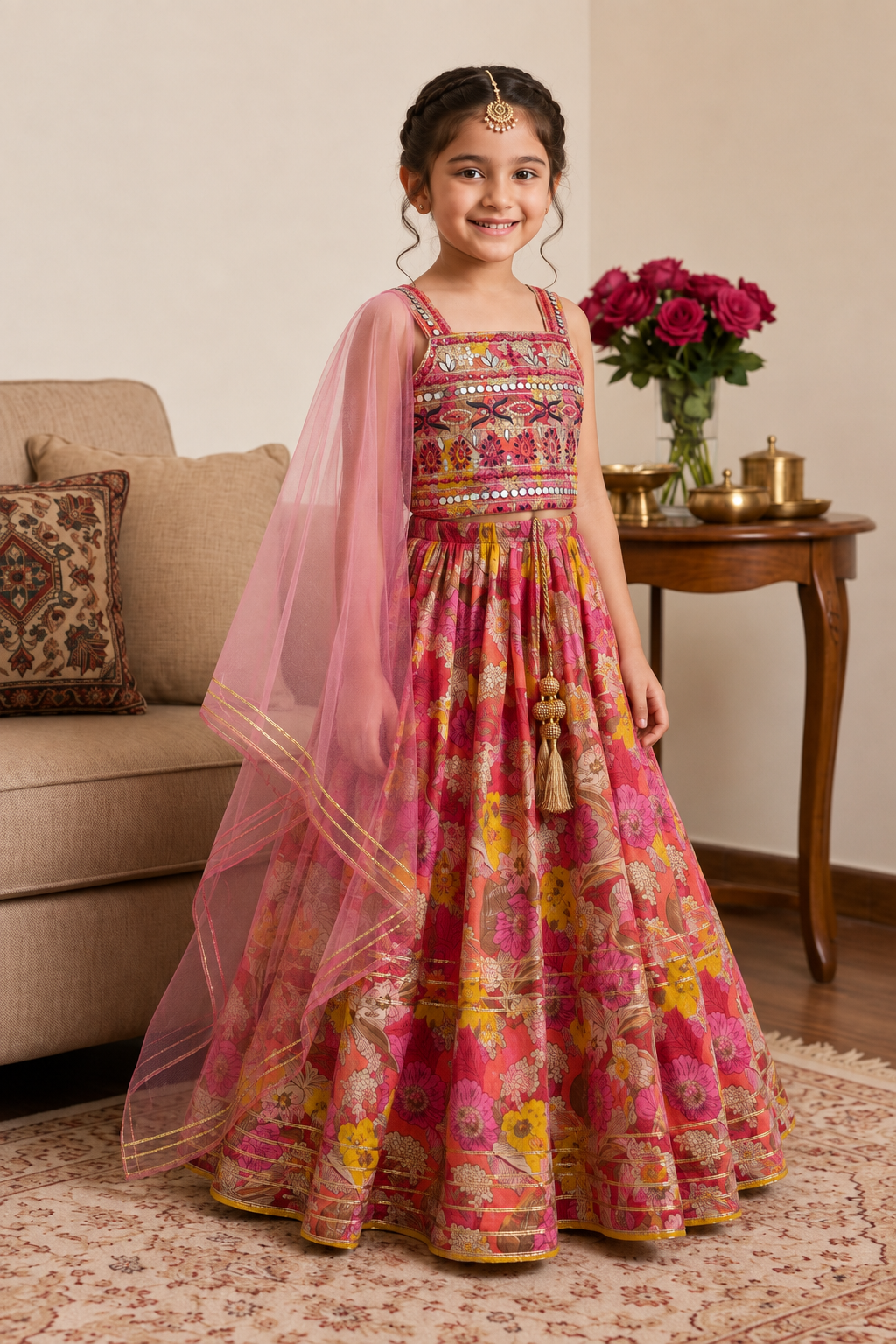 Kesari Utsav Girls Lehenga Set
