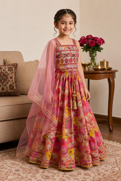 Kesari Utsav Girls Lehenga Set