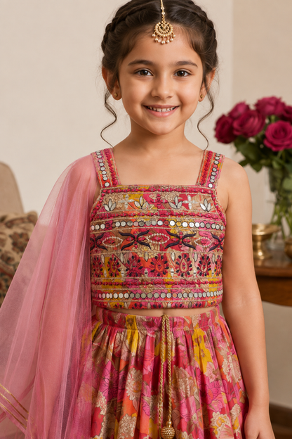 Kesari Utsav Girls Lehenga Set