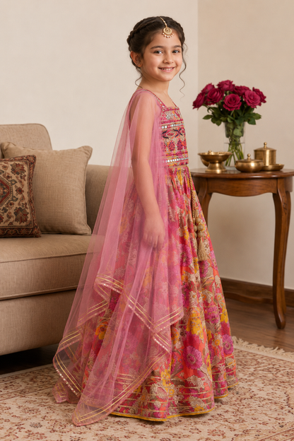 Kesari Utsav Girls Lehenga Set