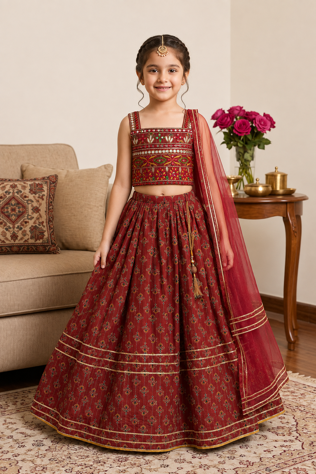 mehroon Gulnaar Girls Lehenga Set