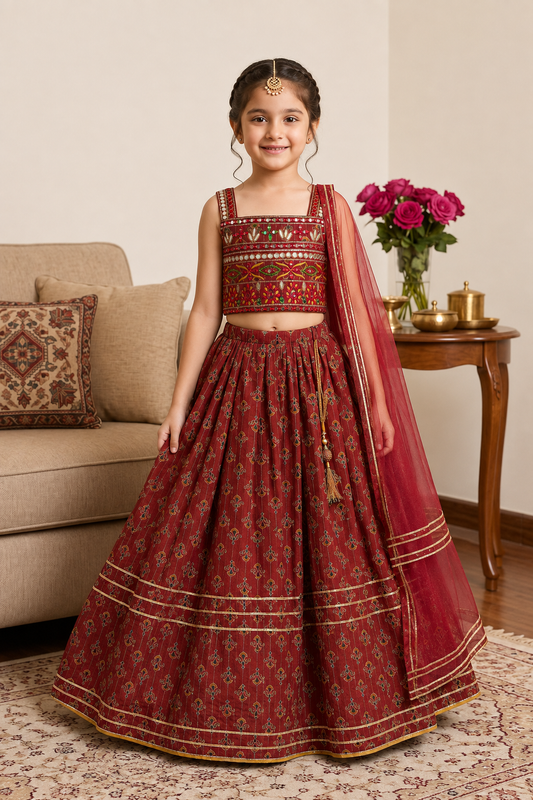 mehroon Gulnaar Girls Lehenga Set