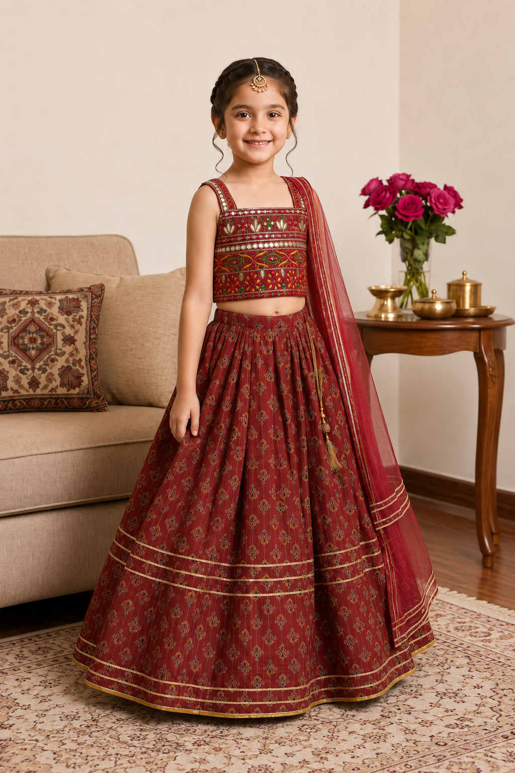 mehroon Gulnaar Girls Lehenga Set