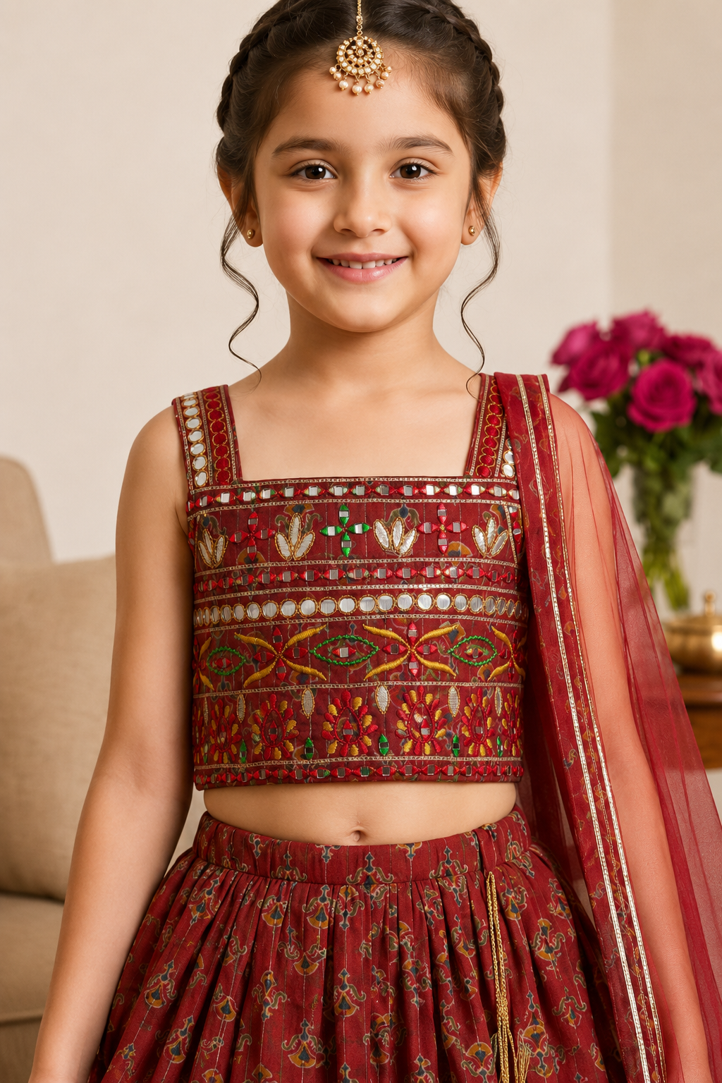 mehroon Gulnaar Girls Lehenga Set