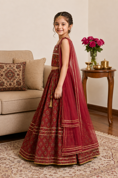 mehroon Gulnaar Girls Lehenga Set