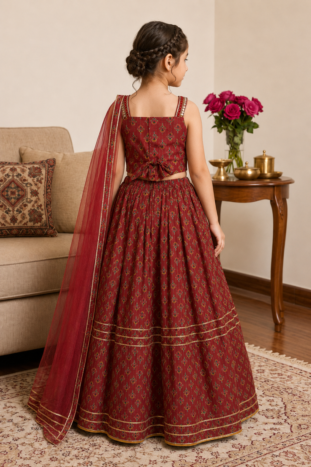 mehroon Gulnaar Girls Lehenga Set