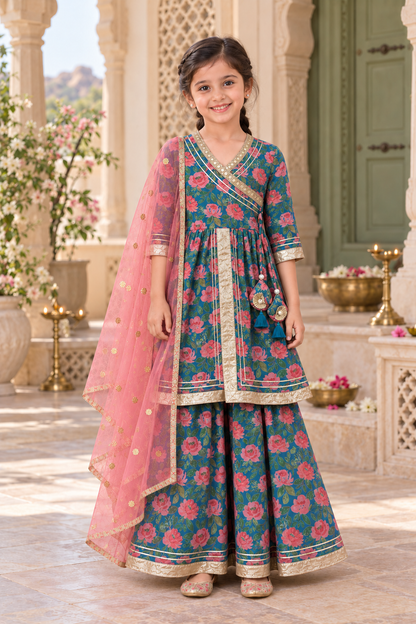 Hariyali Braj Gopika Girls Angrakha Set