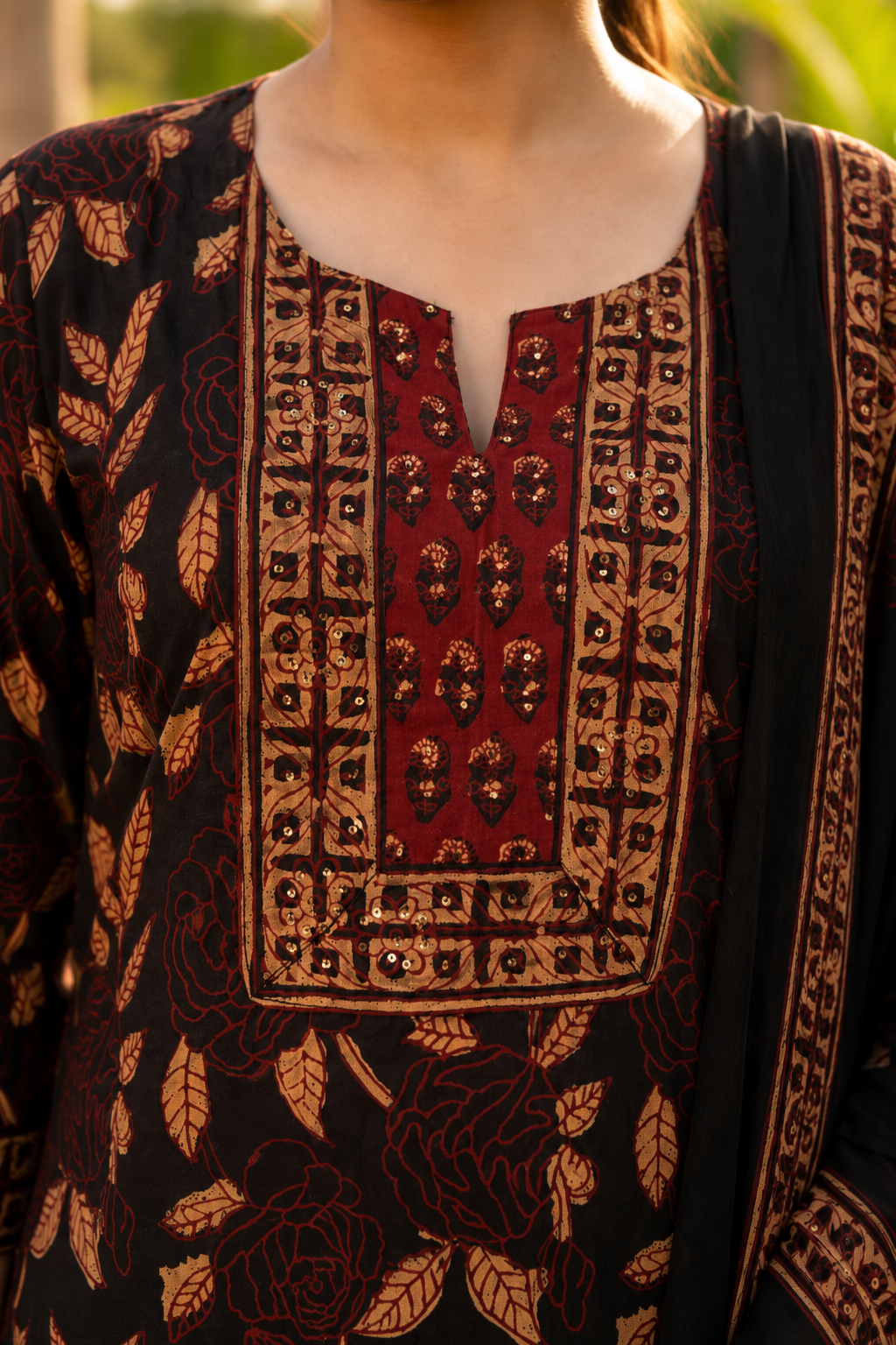 Black Virasat Cotton Suit Set