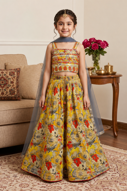Basant Sunehri Girls Lehenga Set