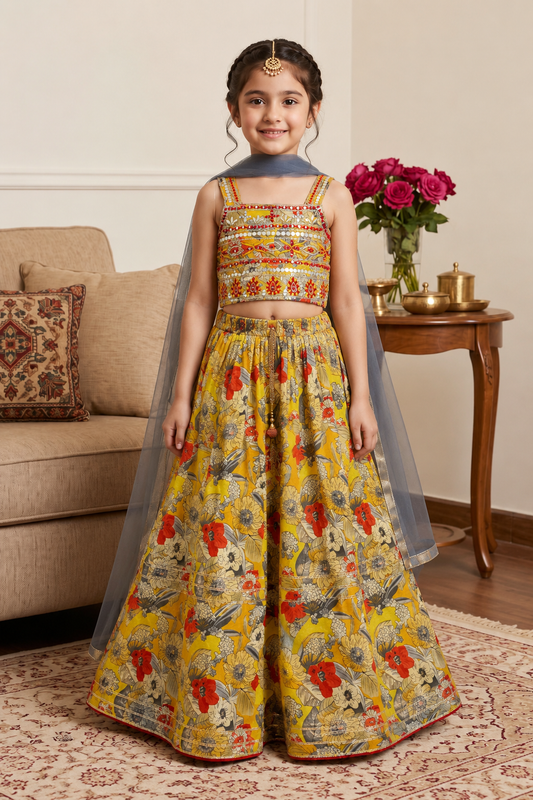 Basant Sunehri Girls Lehenga Set