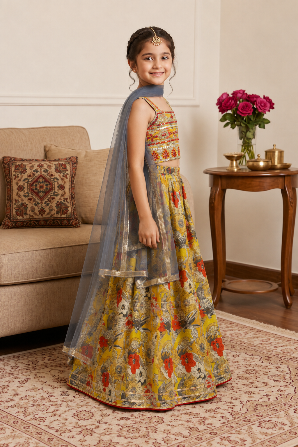 Basant Sunehri Girls Lehenga Set