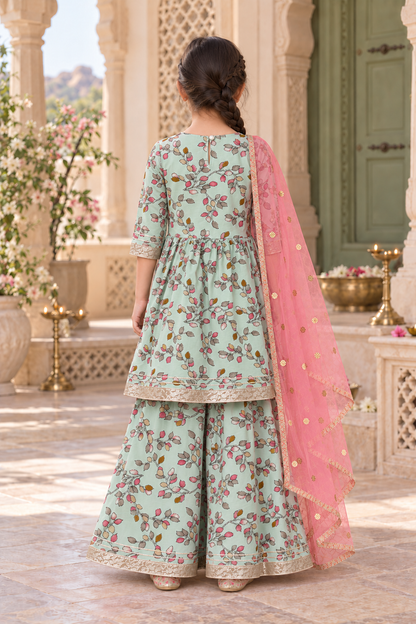Pista Pankhuri Girls Angrakha Set