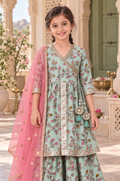 Pista Pankhuri Girls Angrakha Set