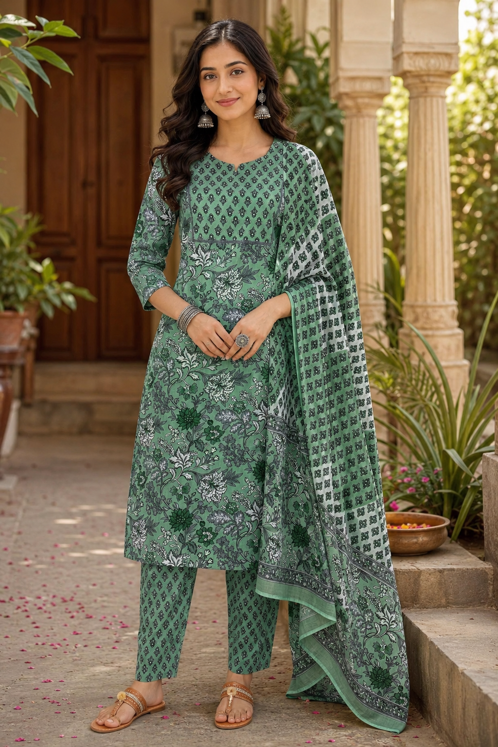 Sage Madhuban Cotton Suit Set