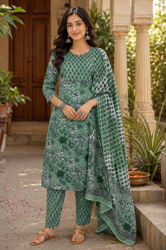 Sage Madhuban Cotton Suit Set