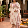 Off White Blossom Jaipur Cotton Suit Set
