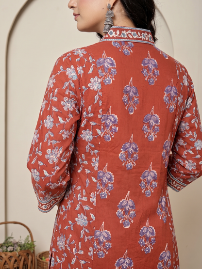 Heritage Rust Buta Pure Cotton Suit Set