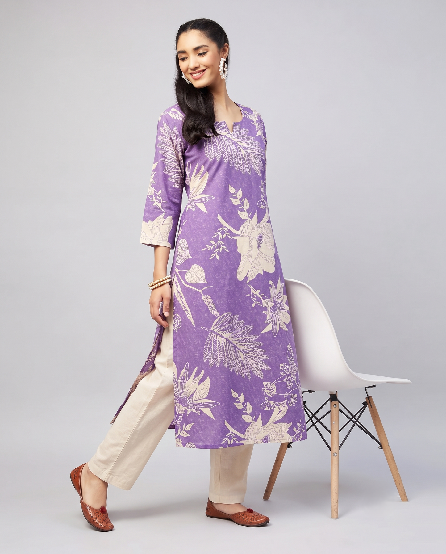 Royal Lavender Cotton flex Kurta