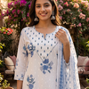 White Blossom Jaipur Cotton Suit Set