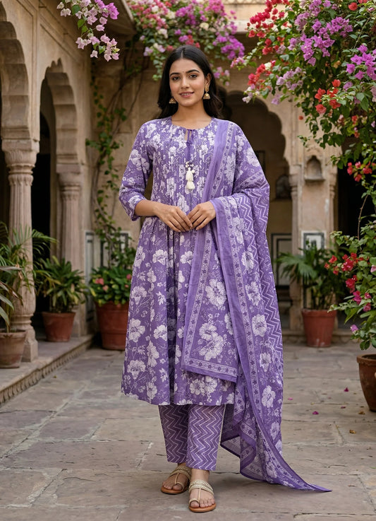 Purple Printex cotton suit