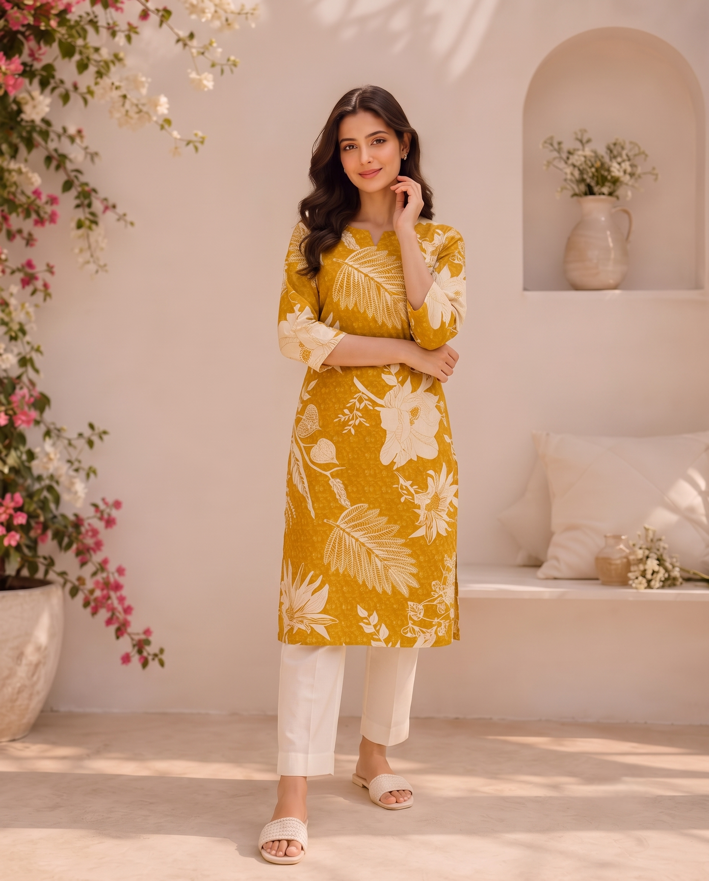 Honey Mustard Cotton Flex Kurta