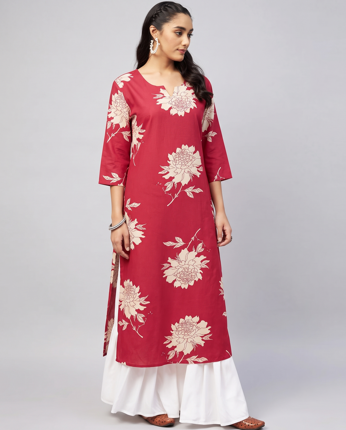 Cotton flex berry rose pink kurta
