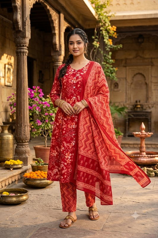 Laal Madhuban Pure Cotton Suit Set