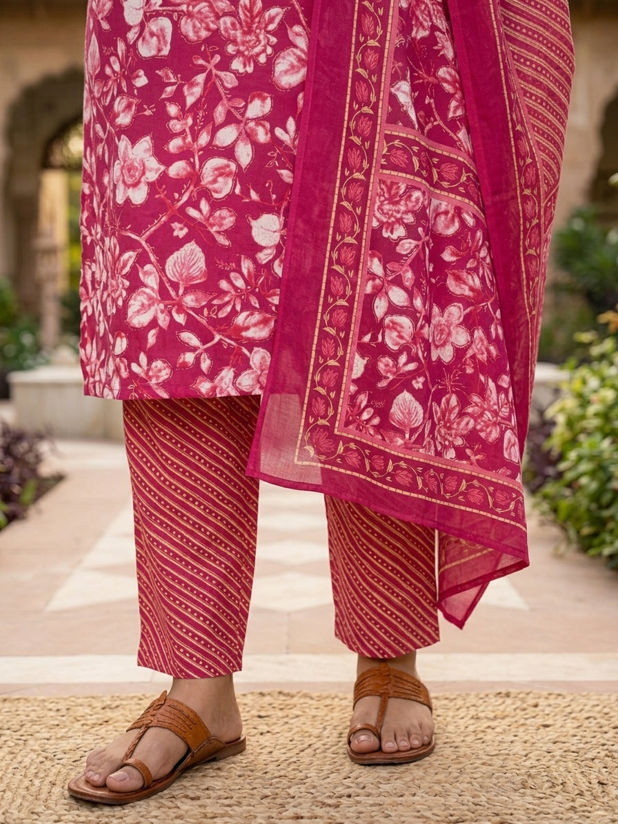 Rani Blossom Jaipur Cotton Suit Set