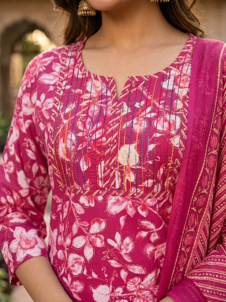 Rani Blossom Jaipur Cotton Suit Set