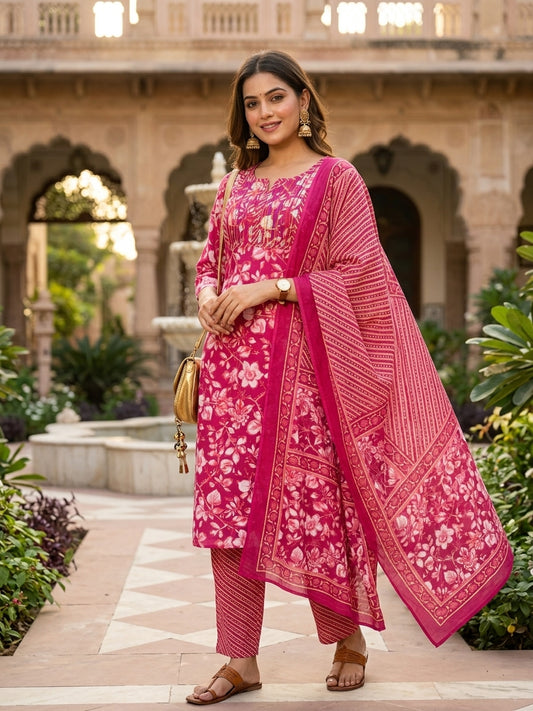 Rani Blossom Jaipur Cotton Suit Set