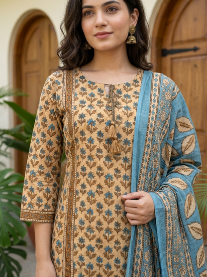Sand Blossom Jaipur Cotton Suit Set