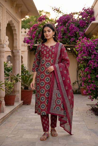 Mulberry Heritage Jaipur Cotton Suit Set