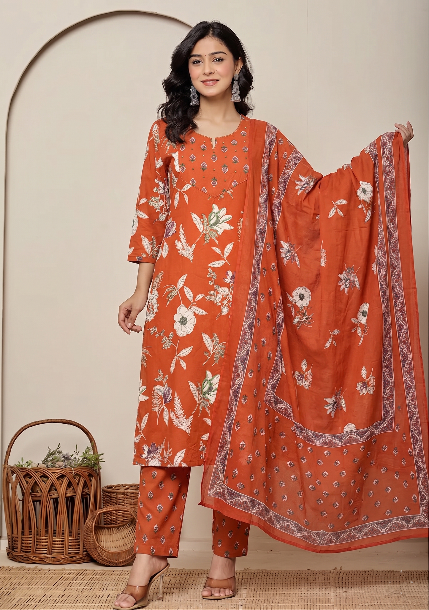 Cinnamon Blossom Jaipur Cotton Suit Set